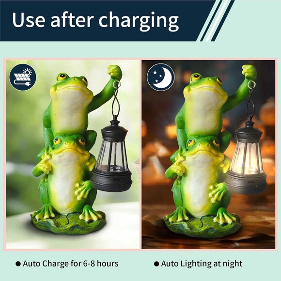 Unique Housewarming Solar Frog Satues For Yard Decorations Outdoor Patio Decor - Picture 7 of 9